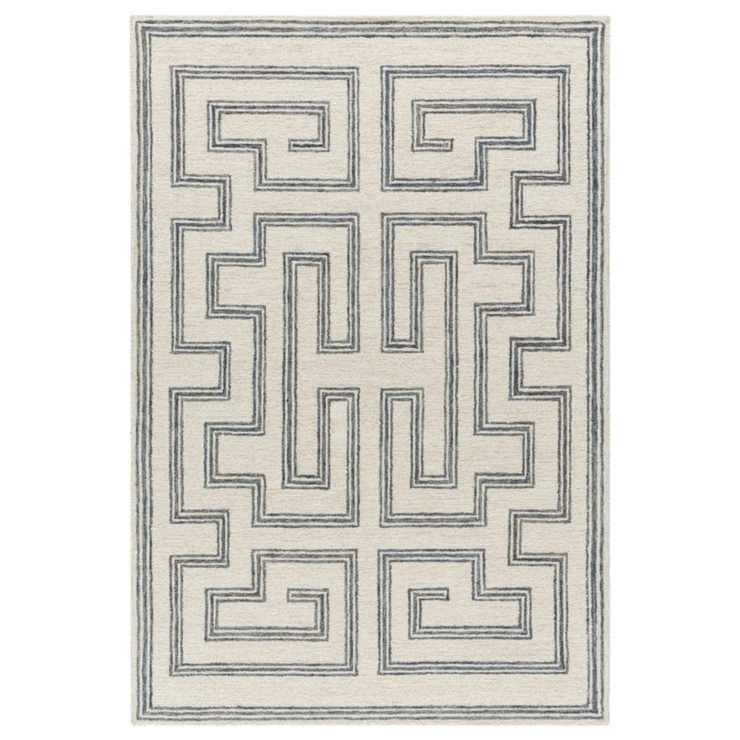 GREY AND IVORY GEOMETRIC CARPET