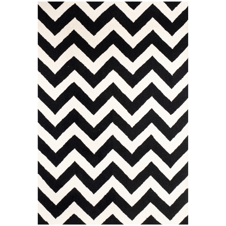 BLACK IVORY CHEVRON MODERN CARPET