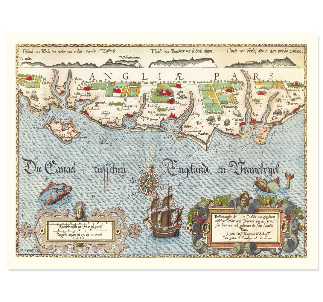 Map of the Southern English Coast Art Print