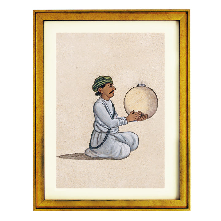 A musician playing a daf (Indian tambourine, with no jingles) Art Print