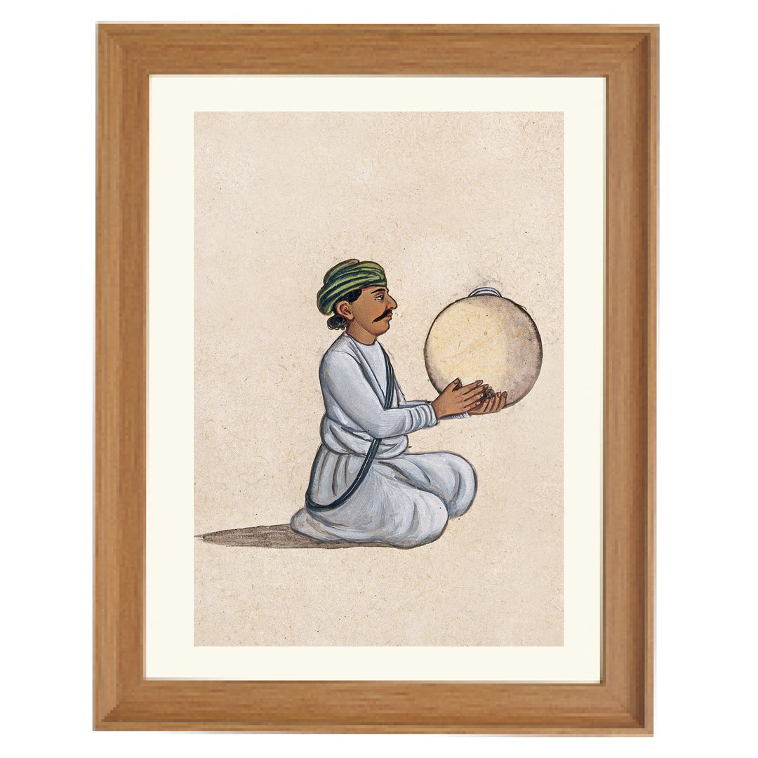 A musician playing a daf (Indian tambourine, with no jingles) Art Print