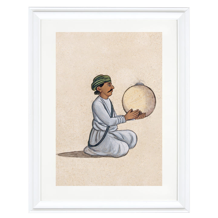 A musician playing a daf (Indian tambourine, with no jingles) Art Print