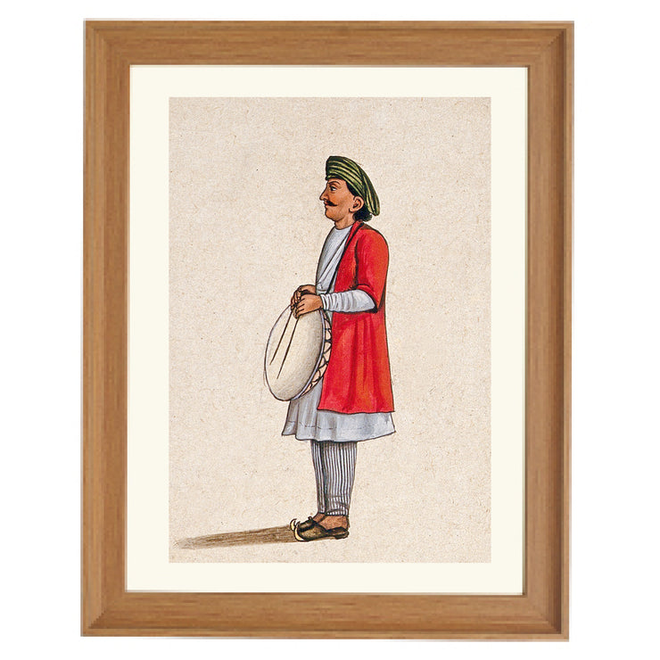 A musician playing an Indian percussion instrument, similar to the dhap Art Print