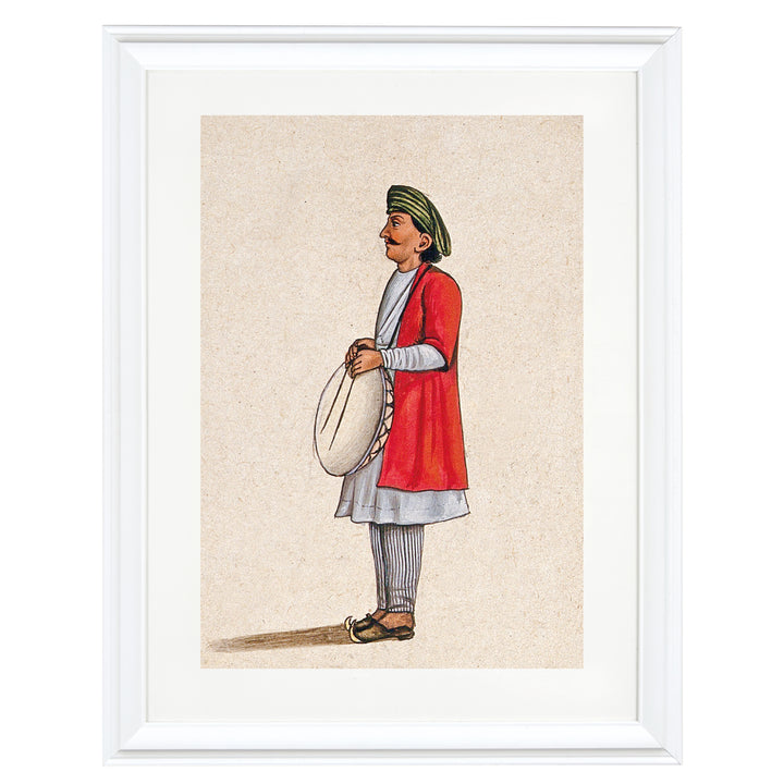 A musician playing an Indian percussion instrument, similar to the dhap Art Print