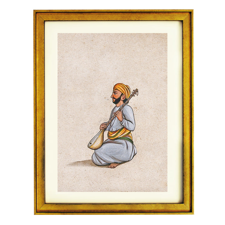 A musician playing the tampura (an Indian stringed instrument) Art Print