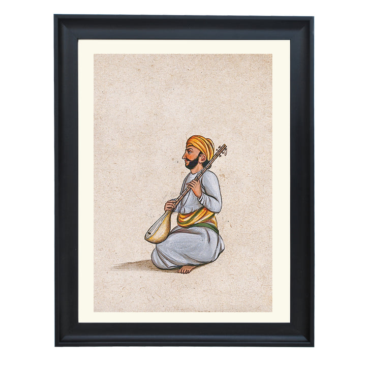 A musician playing the tampura (an Indian stringed instrument) Art Print