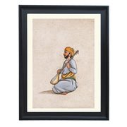 A musician playing the tampura (an Indian stringed instrument) Art Print
