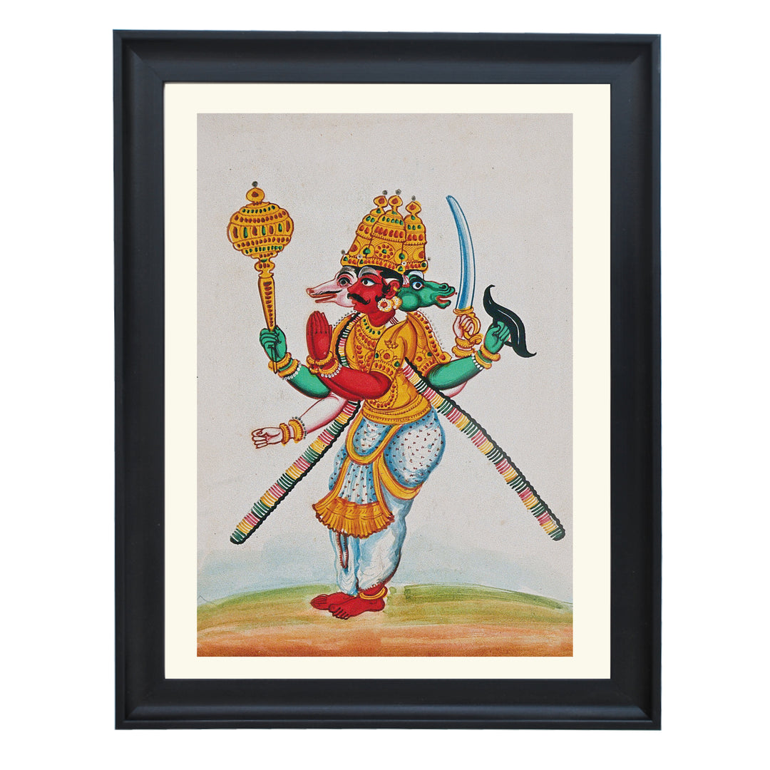 A three-headed idol of Vishnu's incarnations, Naraisimha and Varaha Art Print