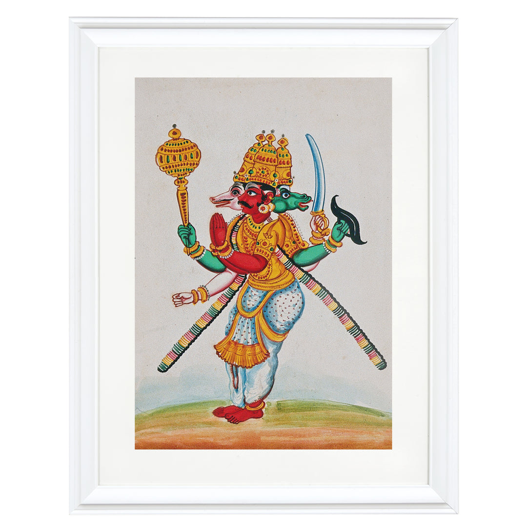 A three-headed idol of Vishnu's incarnations, Naraisimha and Varaha Art Print