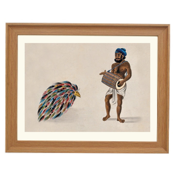 India- a drummer with an exotic bird Art Print