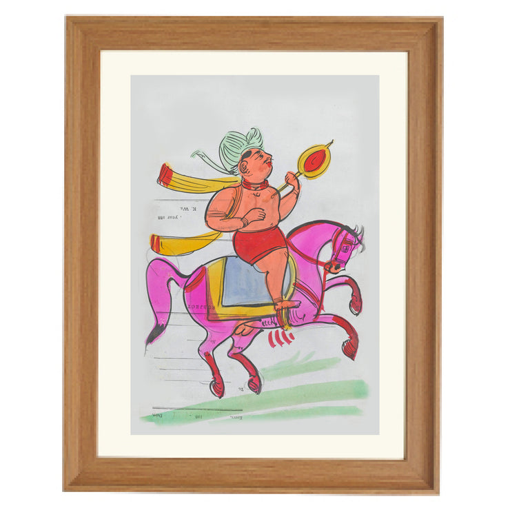 Sikh horseback rider Art Print