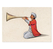 An Indian musician playing a brass wind instrument Art Print