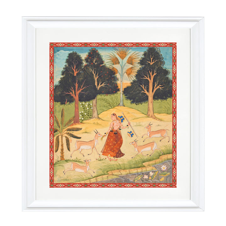 Woman Feeding Deer Art Print