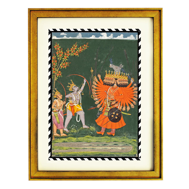 Rama and Lakshmana Fighting Ravana Art Print