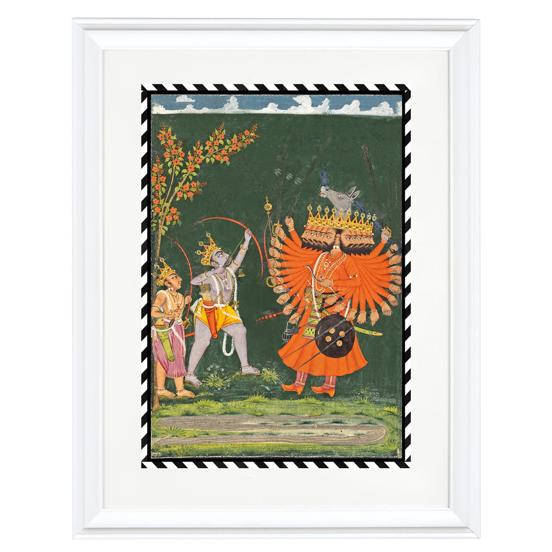 Rama and Lakshmana Fighting Ravana Art Print