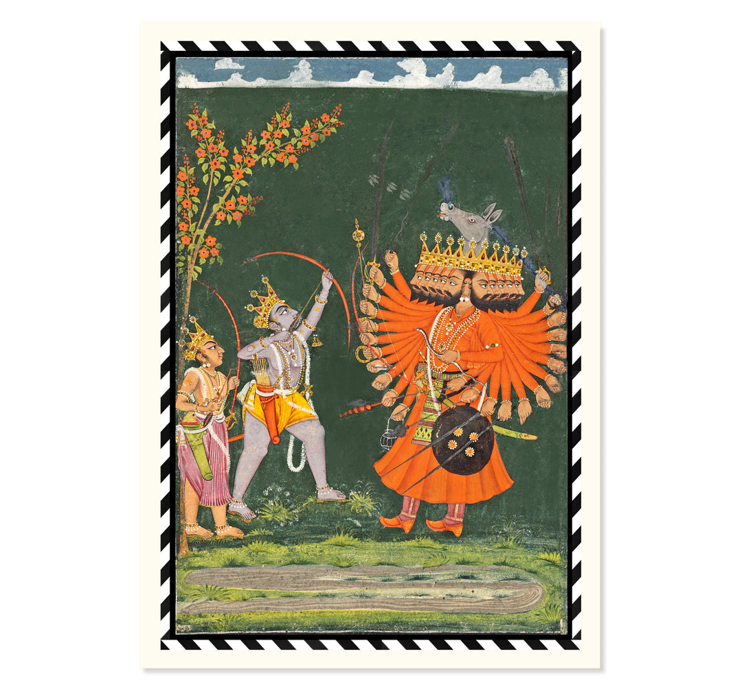 Rama and Lakshmana Fighting Ravana Art Print