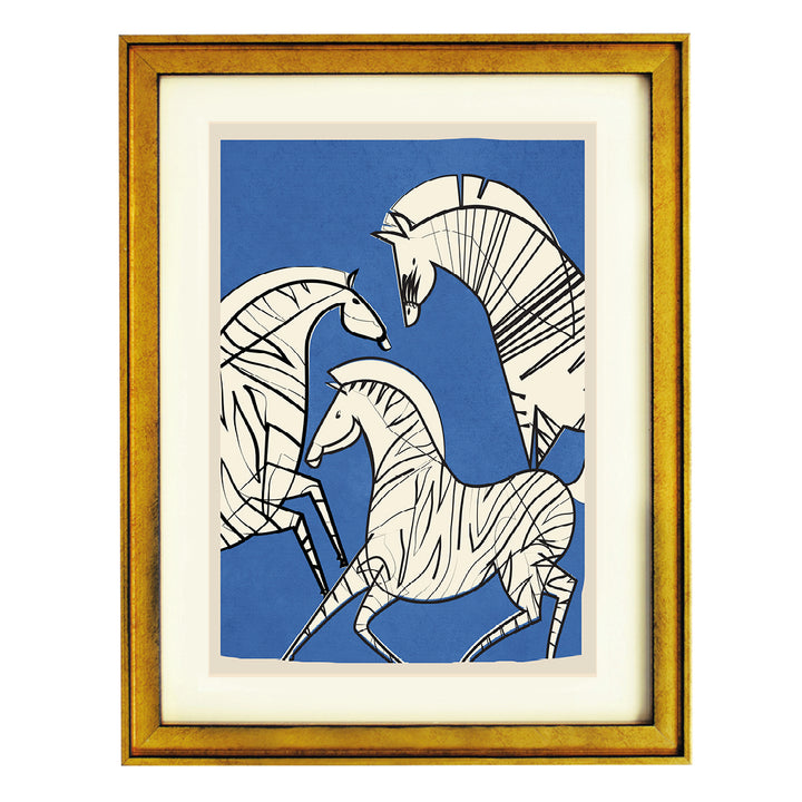 Indigo Cranes Art Print