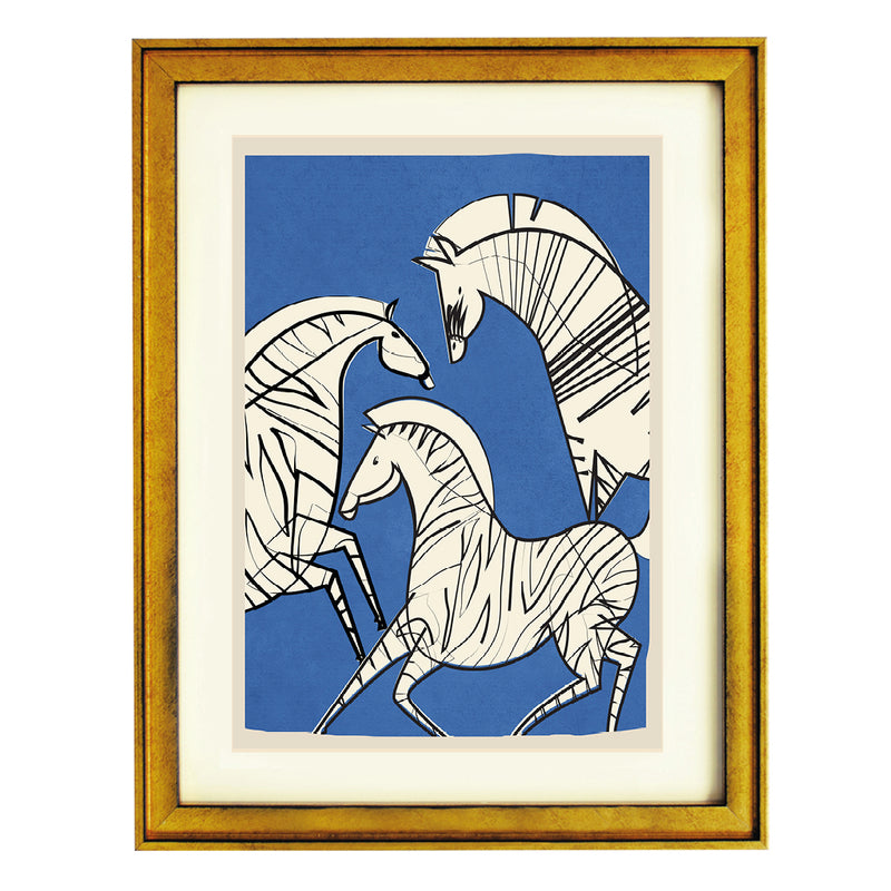 Indigo Cranes Art Print