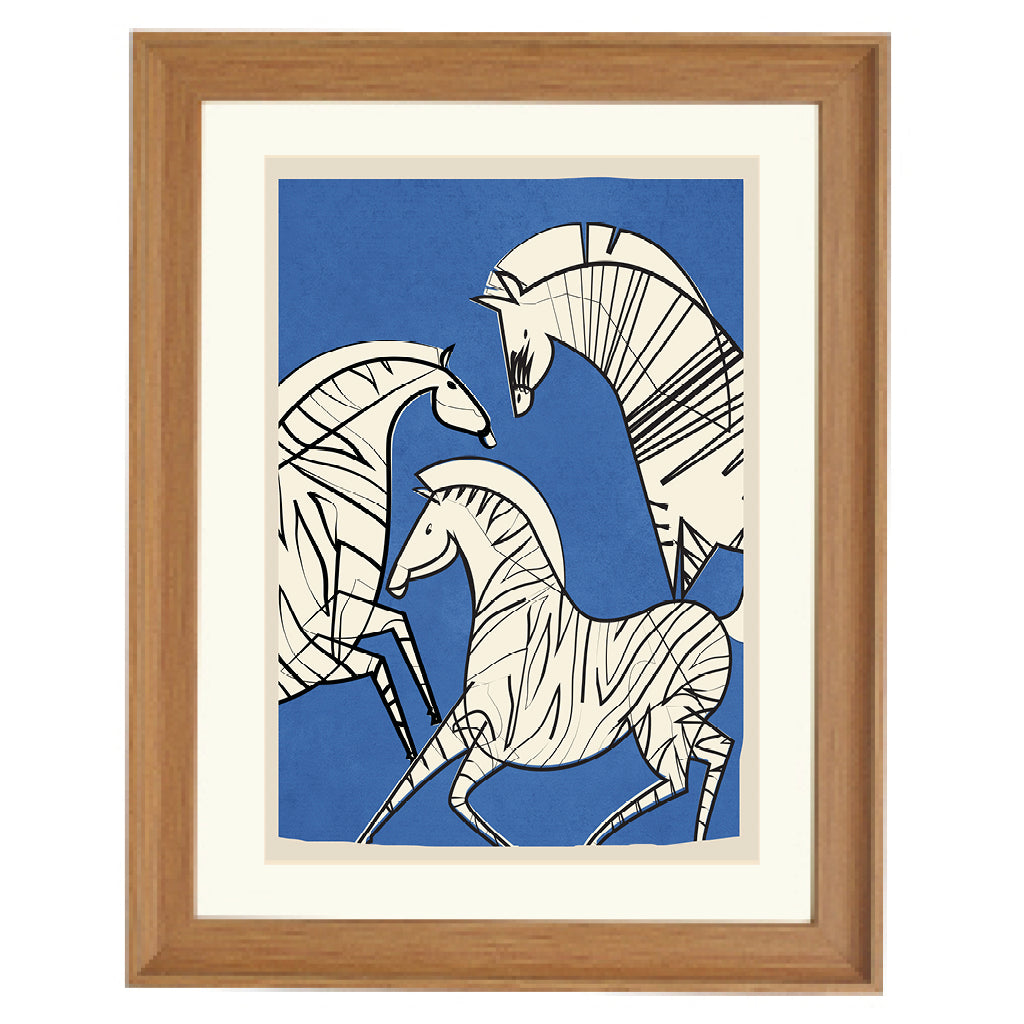 Indigo Cranes Art Print