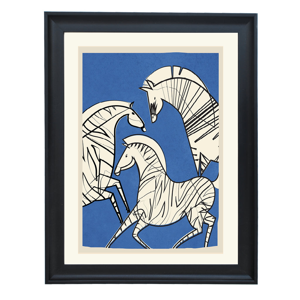 Indigo Cranes Art Print