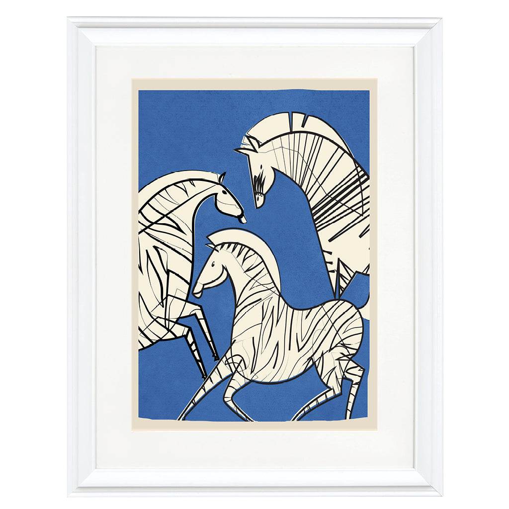 Indigo Cranes Art Print