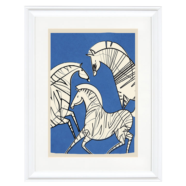 Indigo Cranes Art Print
