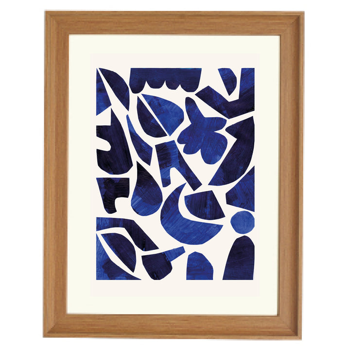 Indigo Cutout Collage Art Print