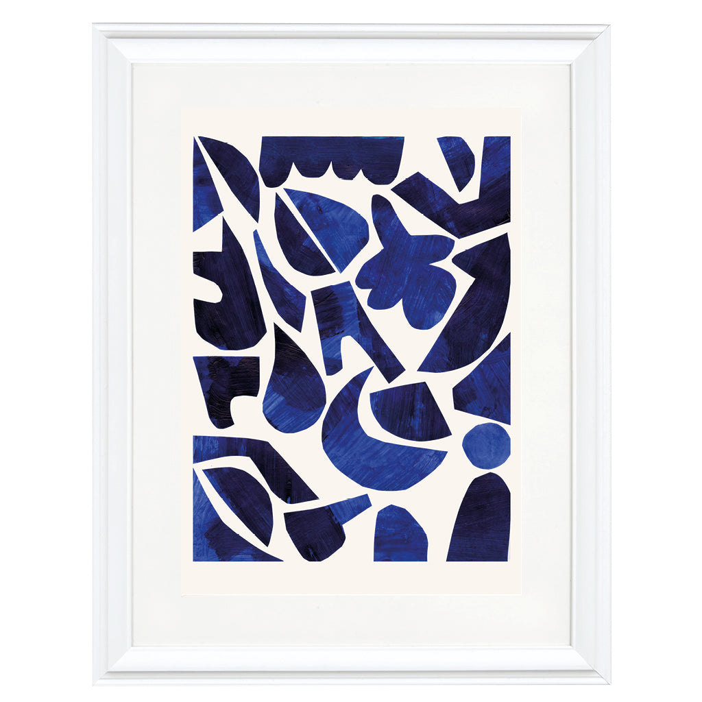 Indigo Cutout Collage Art Print
