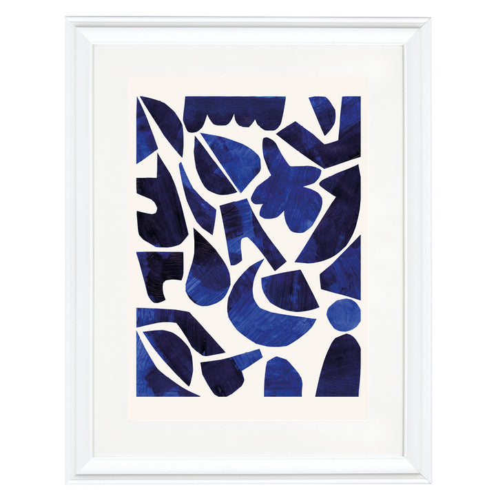 Indigo Cutout Collage Art Print