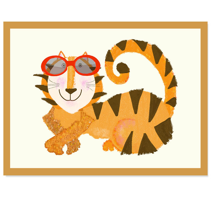 Tiger with Red sunglasses Art Print