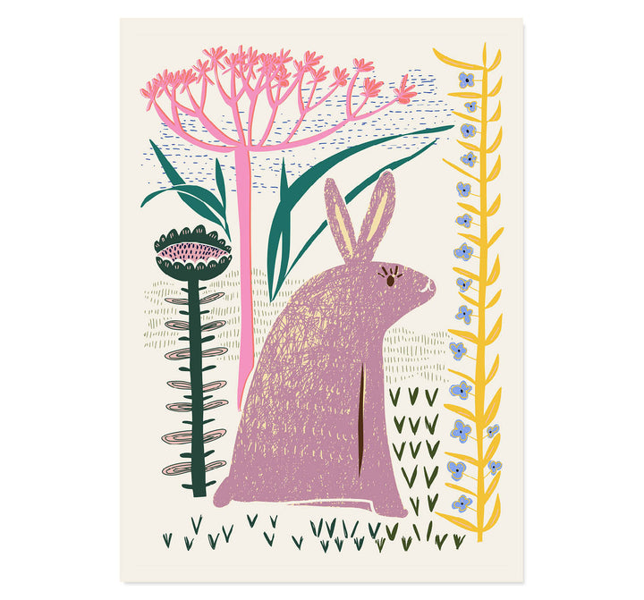 Lilac Meadow Bunny Art Print