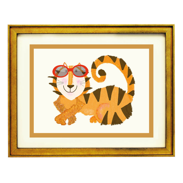 Tiger with Red sunglasses Art Print