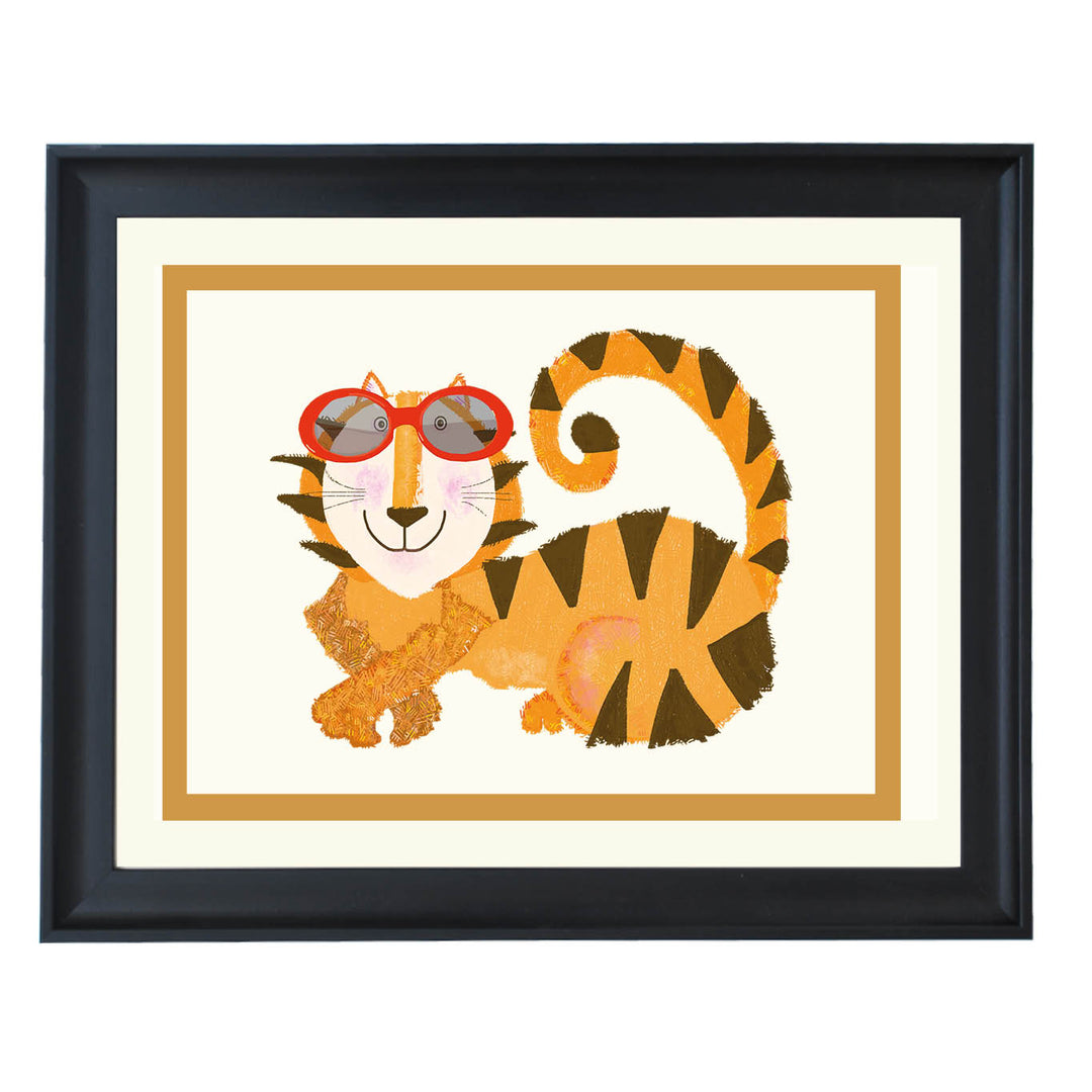 Tiger with Red sunglasses Art Print