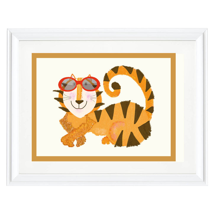 Tiger with Red sunglasses Art Print