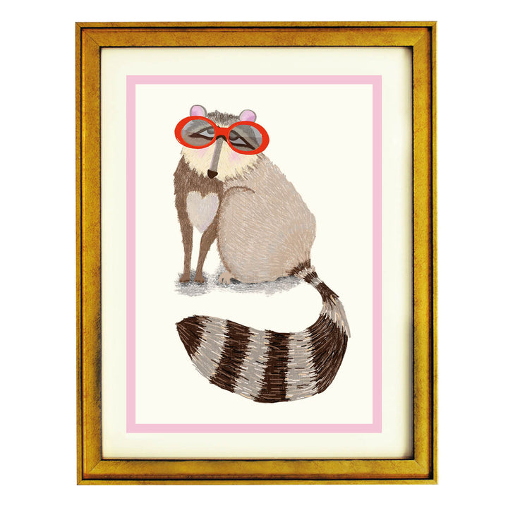 Raccoon with Red Sunglasses Art Print