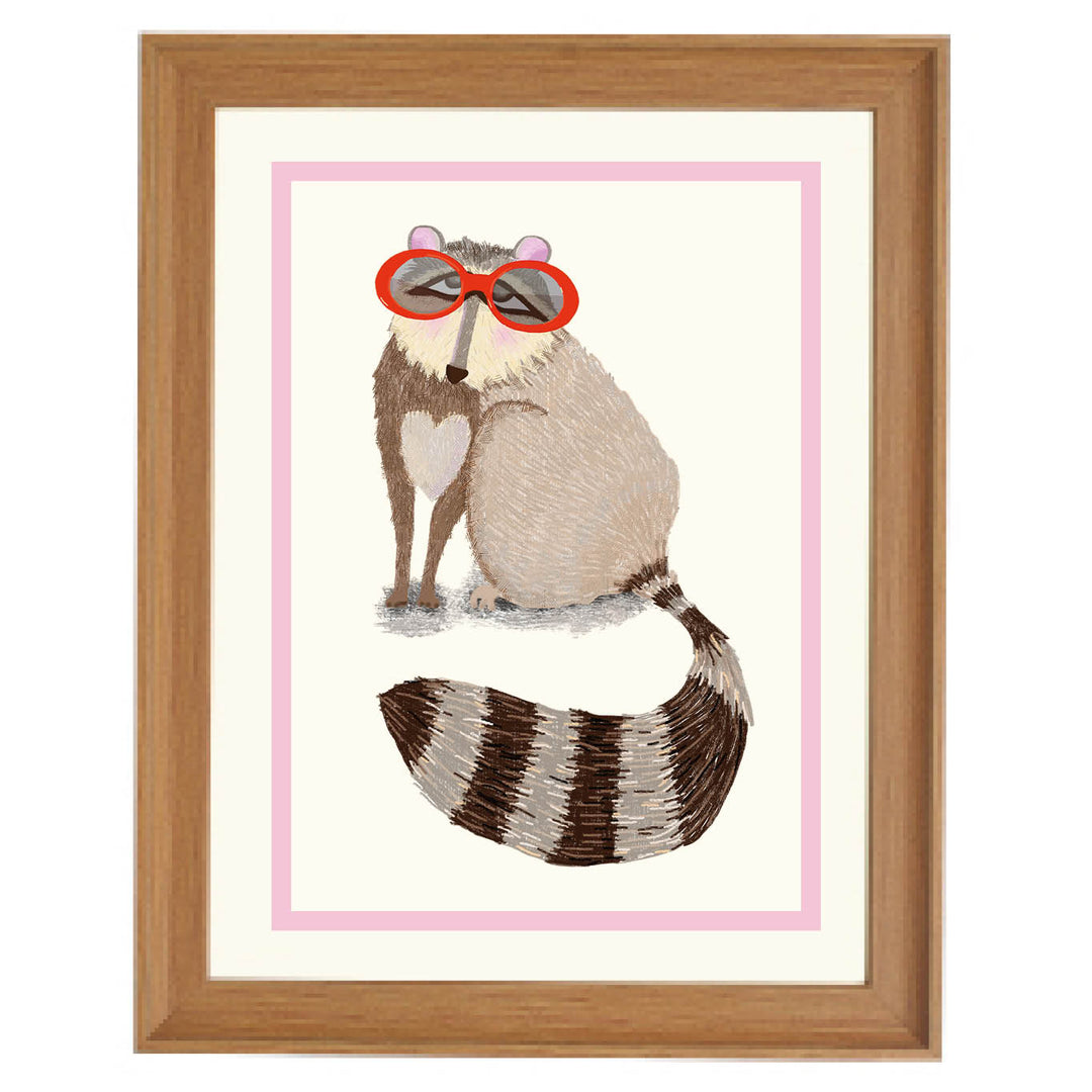 Raccoon with Red Sunglasses Art Print