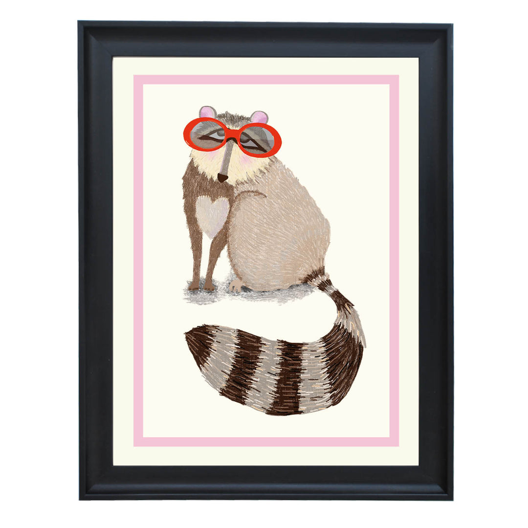 Raccoon with Red Sunglasses Art Print