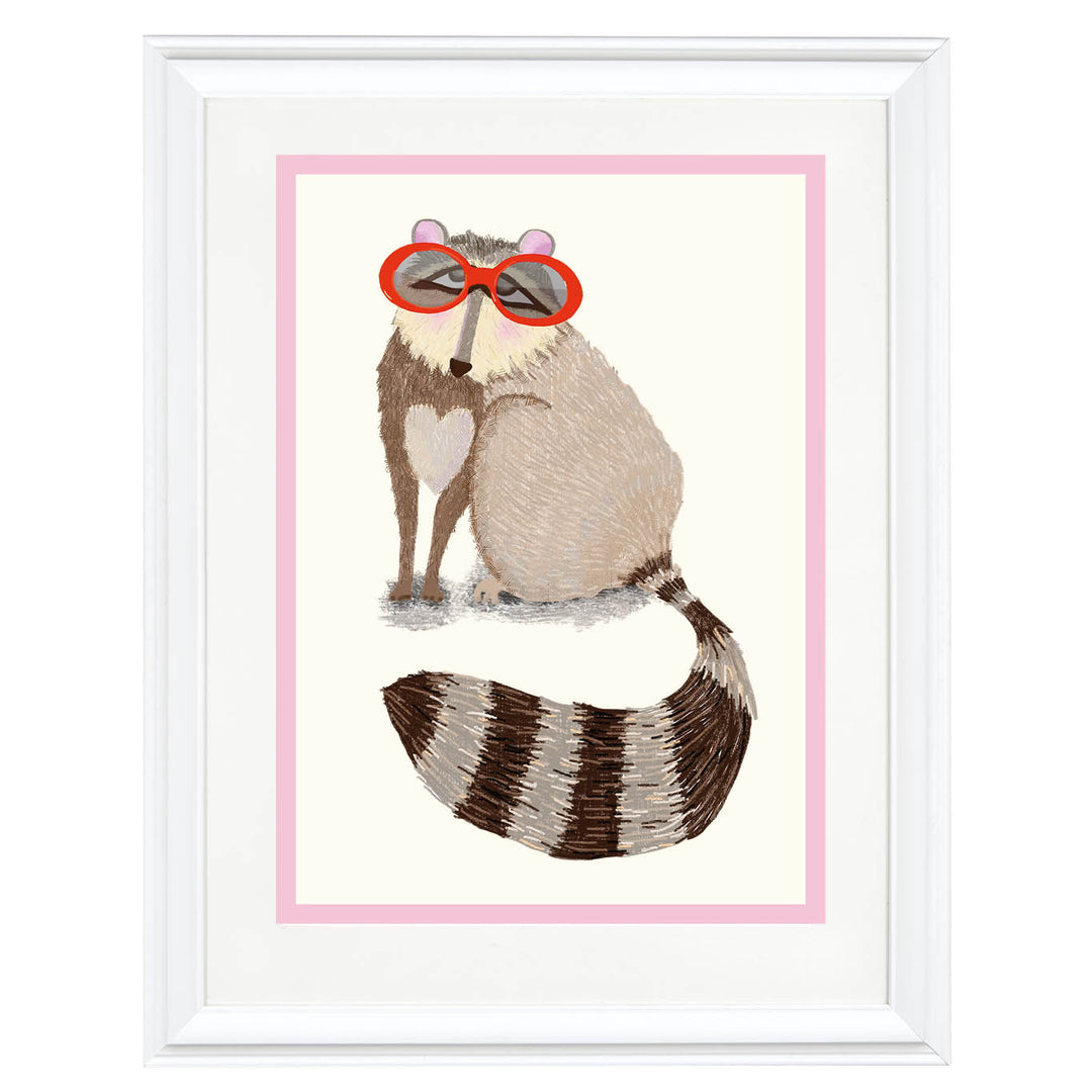 Raccoon with Red Sunglasses Art Print