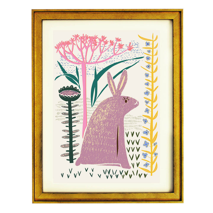 Lilac Meadow Bunny Art Print