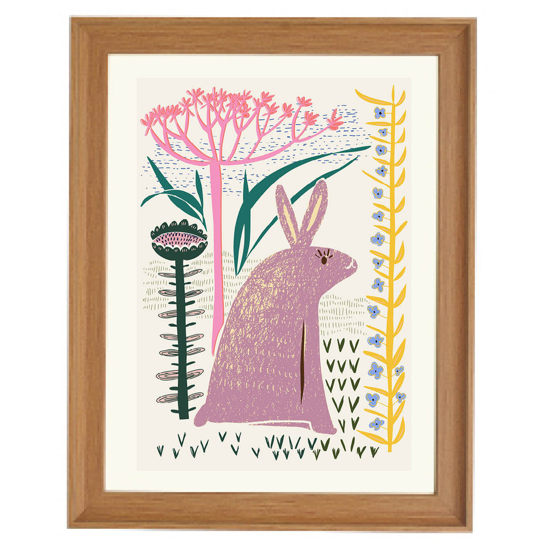 Lilac Meadow Bunny Art Print