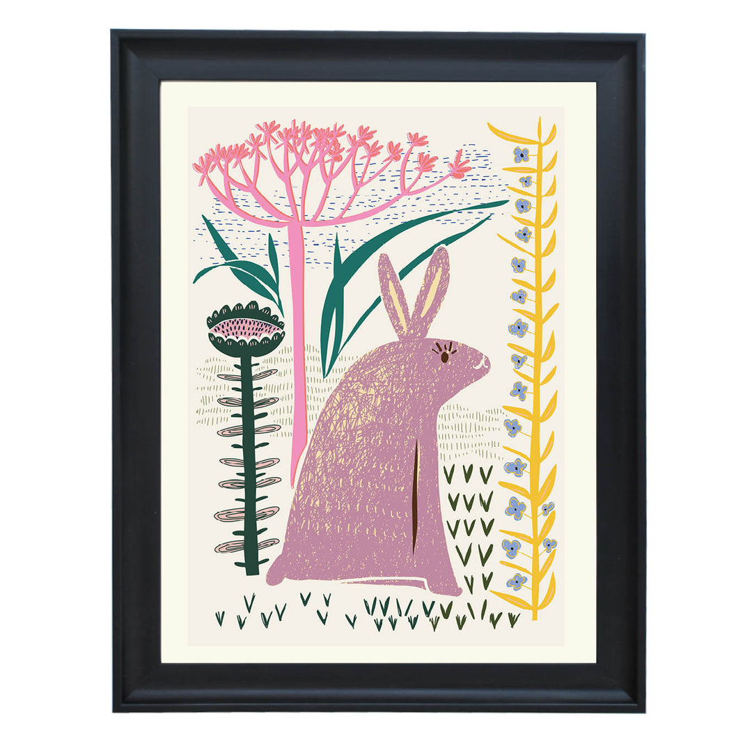 Lilac Meadow Bunny Art Print