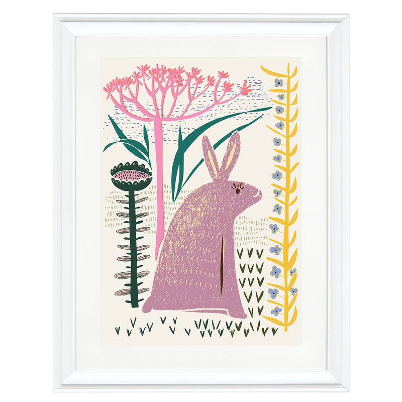 Lilac Meadow Bunny Art Print