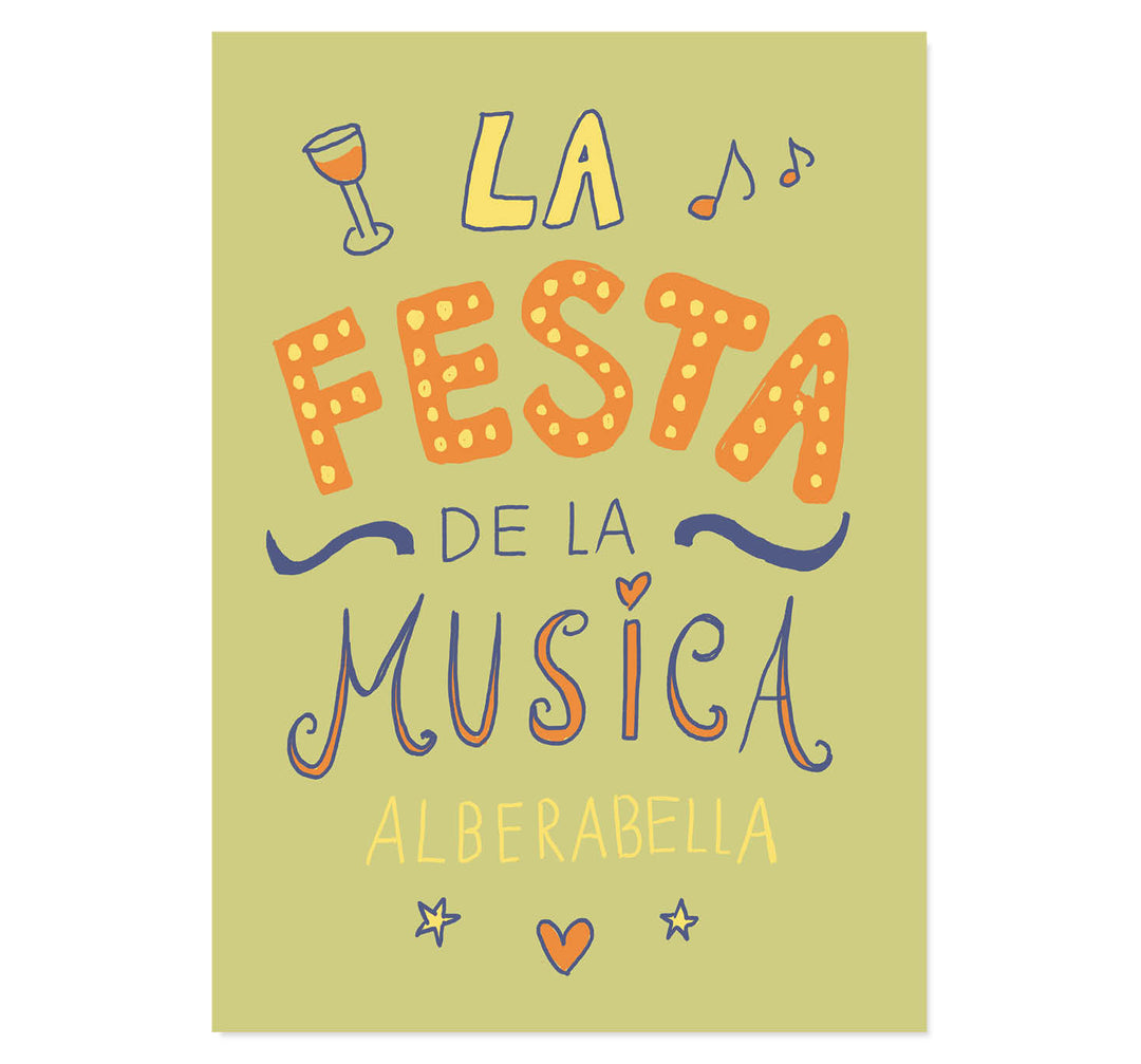 music festival wall art, colorful boho print, party celebration decor, Spanish typography art, lively living room wall art, whimsical art print