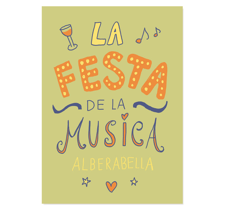 music festival wall art, colorful boho print, party celebration decor, Spanish typography art, lively living room wall art, whimsical art print