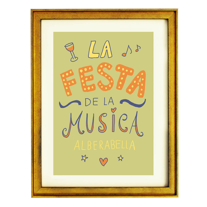 music festival wall art, colorful boho print, party celebration decor, Spanish typography art, lively living room wall art, whimsical art print