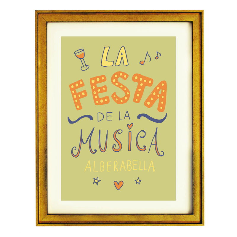 music festival wall art, colorful boho print, party celebration decor, Spanish typography art, lively living room wall art, whimsical art print