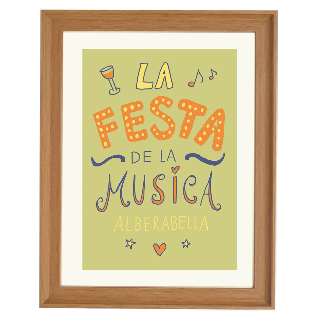 music festival wall art, colorful boho print, party celebration decor, Spanish typography art, lively living room wall art, whimsical art print