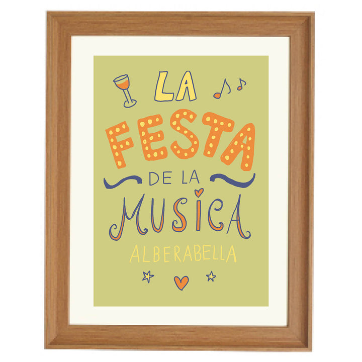 music festival wall art, colorful boho print, party celebration decor, Spanish typography art, lively living room wall art, whimsical art print