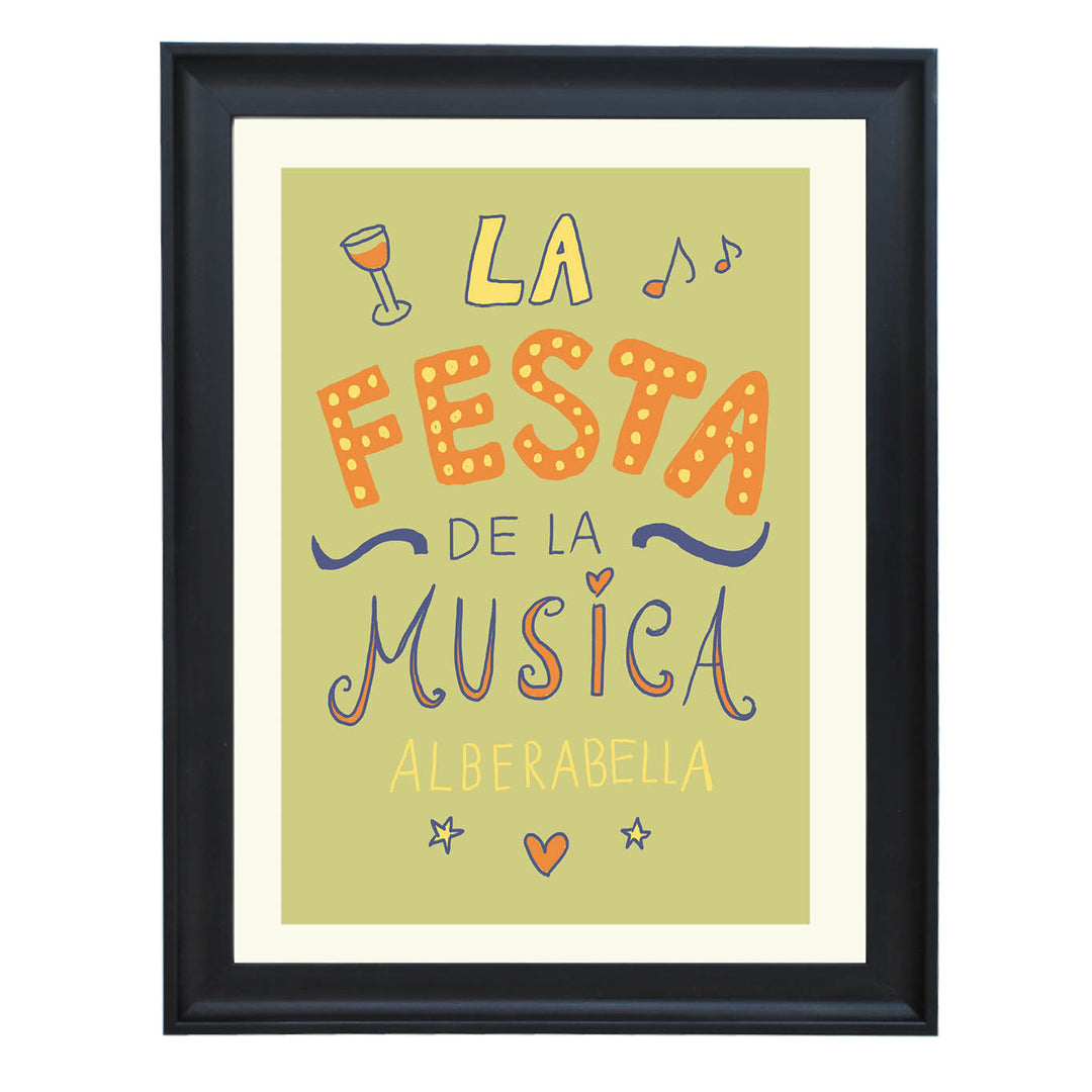 music festival wall art, colorful boho print, party celebration decor, Spanish typography art, lively living room wall art, whimsical art print