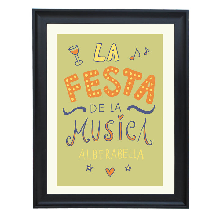 music festival wall art, colorful boho print, party celebration decor, Spanish typography art, lively living room wall art, whimsical art print